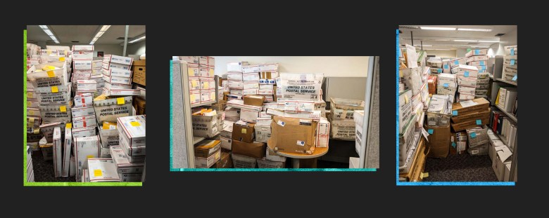 Photos of mail returned to the Employment Development Department included in a letter sent from former California State Auditor Elaine Howle to state legislative leaders in 2020.