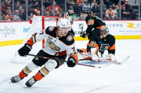 Philadelphia gave San Jose its first win; the Ducks, who host Friday's game, had their six-game winning streak snapped on Tuesday night.