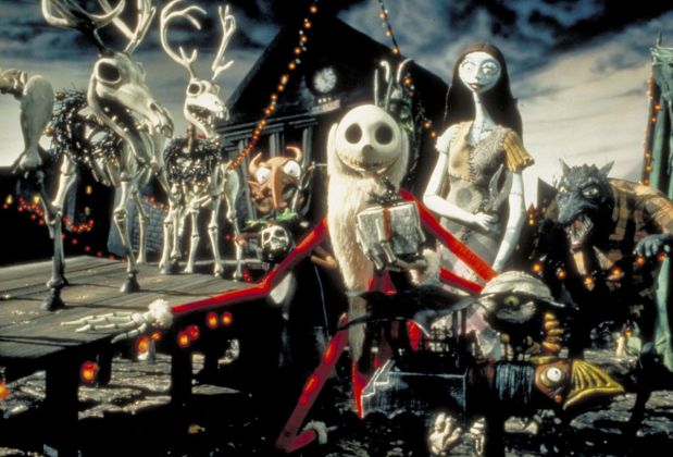 The creepy, undead crew that surrounds Jack Skellington and the kind-hearted Sally in "The Nightmare Before Christmas" concerned Disney executives, who feared the film would frighten children.(Touchstone/Kobal/Shutterstock via CNN)