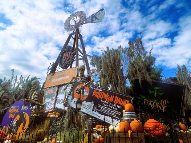 Vintage signs from past Halloween Haunts are displayed at this year's Knott's Scary Farm. (Photo by David Dickstein)