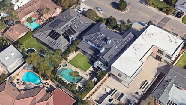 Former professional ice hockey player David Backes has sold his Newport Beach house, center, for the asking price of $7 million. (Google Earth)