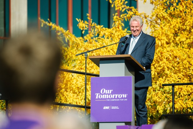 David Wilson on Friday, Oct. 20 pledged $25 million to the University of Northern Iowa, his alma mater. The money will go toward establishing the David W. Wilson College of Business and two endowments. (Photo courtesy of UNI)