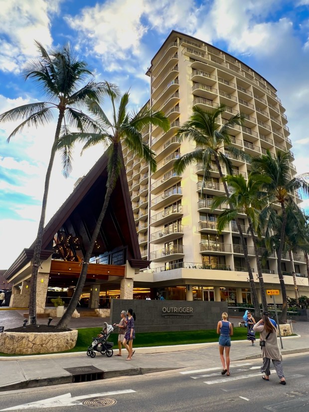 The newly renovated Outrigger Reef Waikiki Beach Hotel. (Photo by David Dickstein)